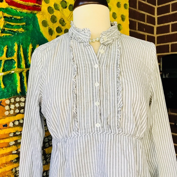 J. Crew Stripe Popover Longsleeve Top - Picture 3 of 7